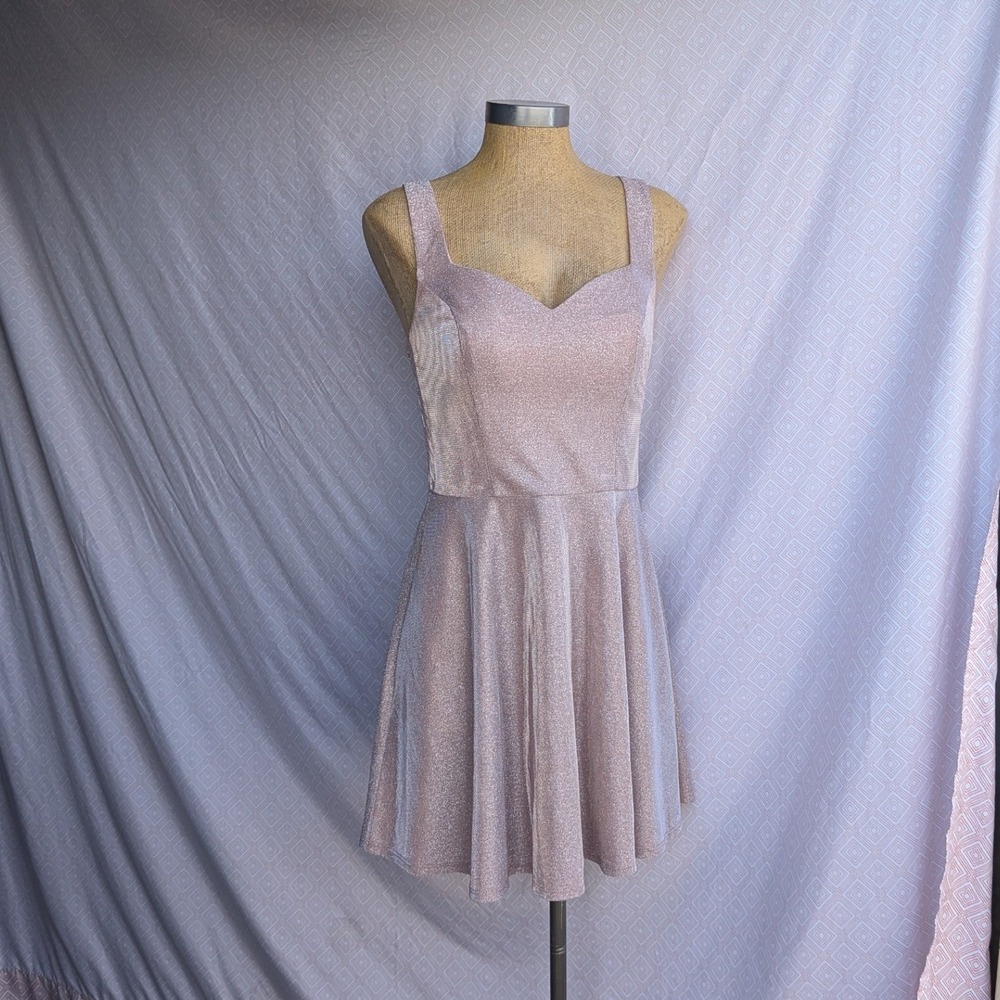 Speechless Dress Women 9 Rose Gold Excellent Metallic Glitter Skater Sweetheart